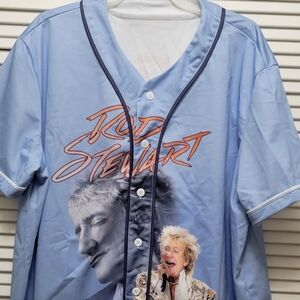 Rod Stewart One Last Time Tour 2025 Men's XL  Graphic Button-Up baseball jersey